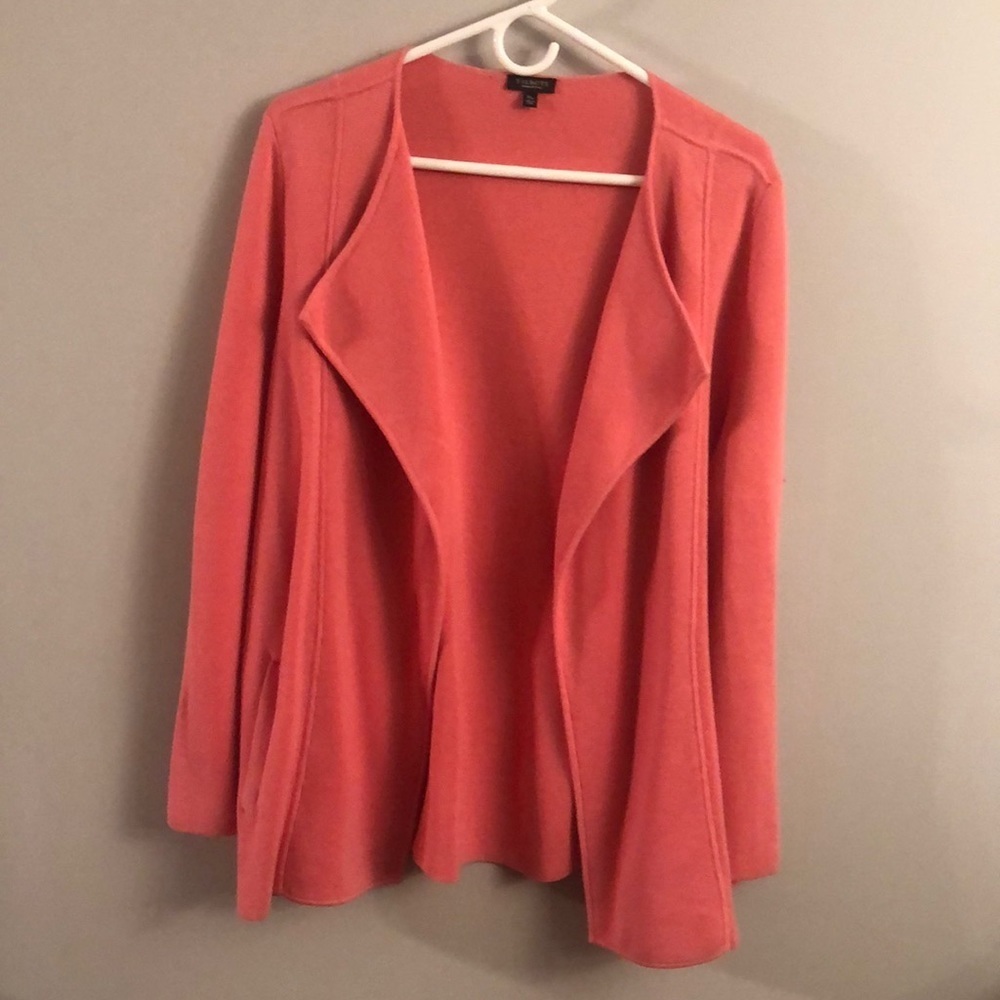 Talbots Woman Petites Coral Cotton Blend Waterfall Cardigan 1X Petite